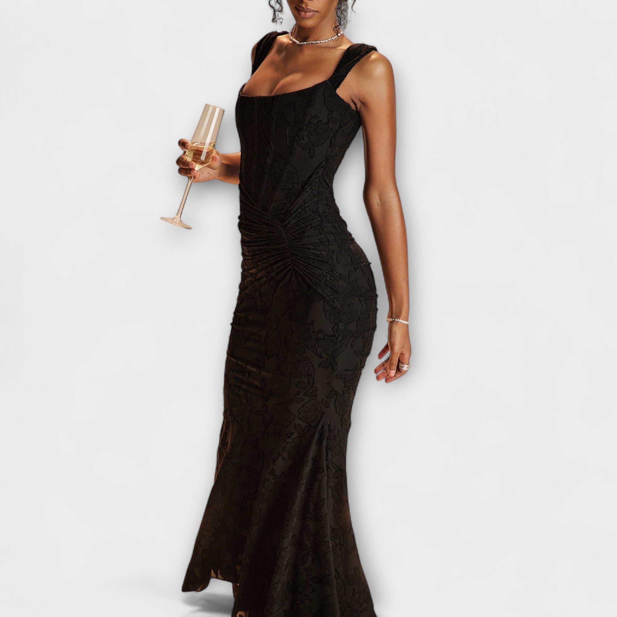 Renske - Long dress with an elegant and sophisticated bodice