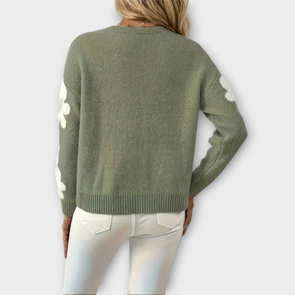 Silke - Soft Knit Sweater with Floral Design