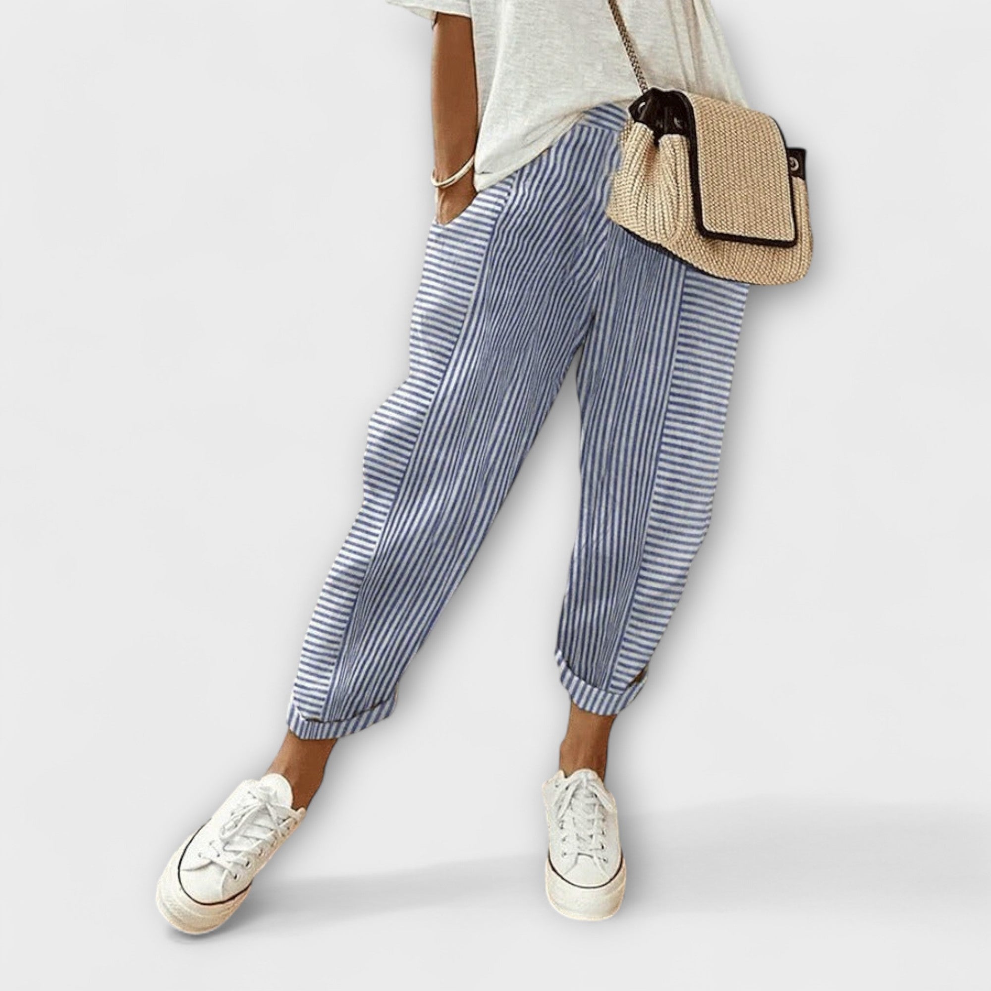 Sanne - Comfortable Striped Pants